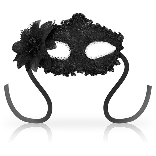 Máscara Veneciana Negra con Flor Lateral - Estilo OHMAMA Antifaz Elegante