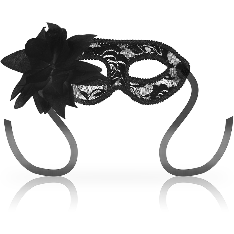 Antifaz con Encajes y Flor Negra - Máscara Seductora Ohmama