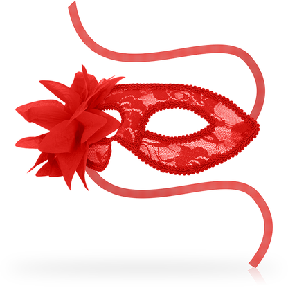 Máscara Antifaz de Encaje con Flor Roja OHMAMA