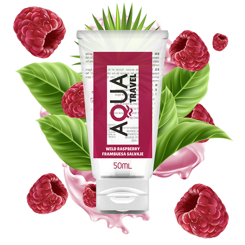Lubricante con Sabor a Frambuesa Salvaje - Base Agua - 50 ml - AQUA TRAVEL