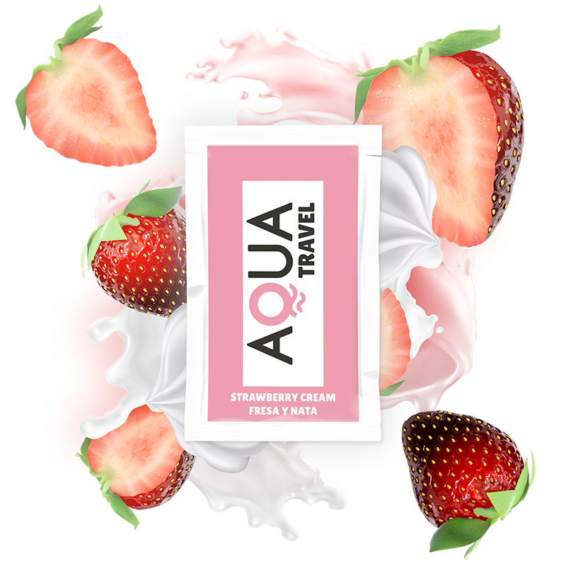 Lubricante Comestible Sabor Fresa y Nata 6 ml - Aqua Travel Base Agua