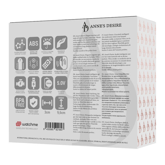 Panty Vibrador Anne's Desire con Tecnología Watchme de control remoto - Negro/Dorado