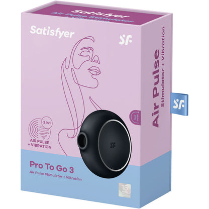 Satisfyer Pro To Go 3: Estimulador y Vibrador Dual en Color Negro para el Placer Portátil