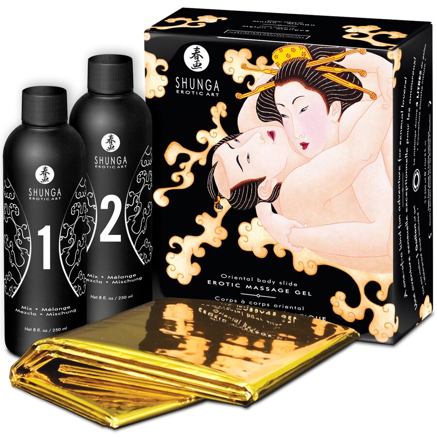 Gel de Masaje Erótico Shunga de Cuerpo a Cuerpo - Aroma Oriental de Melón y Mango
