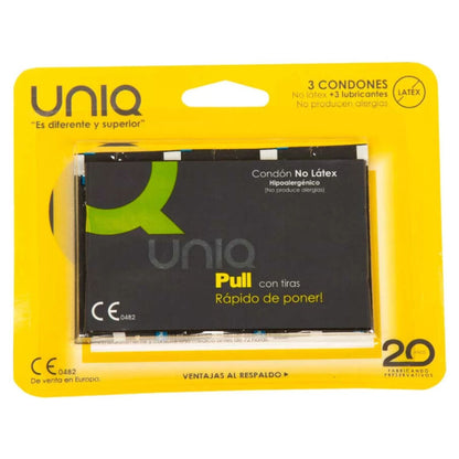 Preservativos sin Látex UNIQ con Tiras - Pack de 3 Unidades