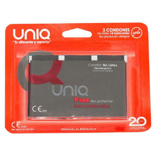 Preservativos UNIQ Sin Látex con Aro Protector - Paquete de 3 Unidades