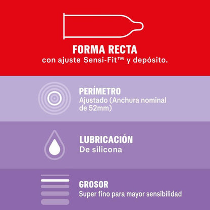 Preservativos Durex Sensitivos Contacto Total - Paquete de 12 Unidades