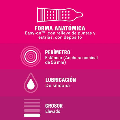 Durex Dame Placer Preservativos - Pack de 12 Unidades para Máximo Disfrute
