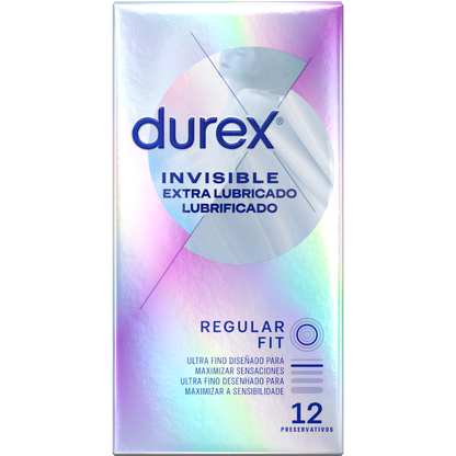 Preservativos Durex Invisible Extra Lubricado - Pack de 12 Unidades