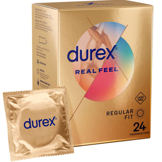 Durex RealFeel: Condones de Sensación Natural sin Látex para Máximo Placer - 24 Unidades