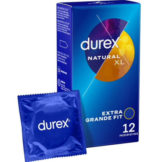 Preservativos Durex Natural XL - Extragrandes, Cómodos y Aromáticos (12 Unidades)