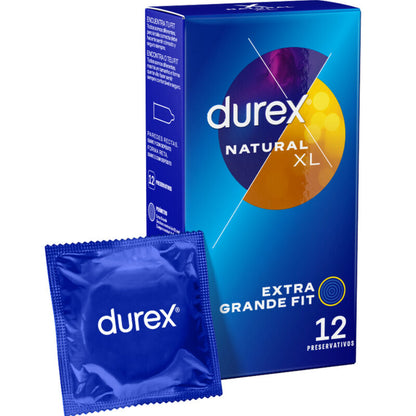 Preservativos Durex Natural XL - Extragrandes, Cómodos y Aromáticos (12 Unidades)