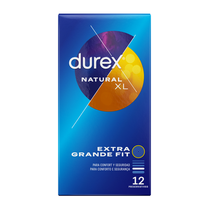 Preservativos Durex Natural XL - Extragrandes, Cómodos y Aromáticos (12 Unidades)