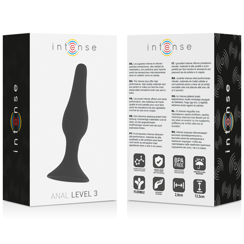 Plug Anal Nivel 3, 12.5cm, Intense Negro - Estimulación Avanzada