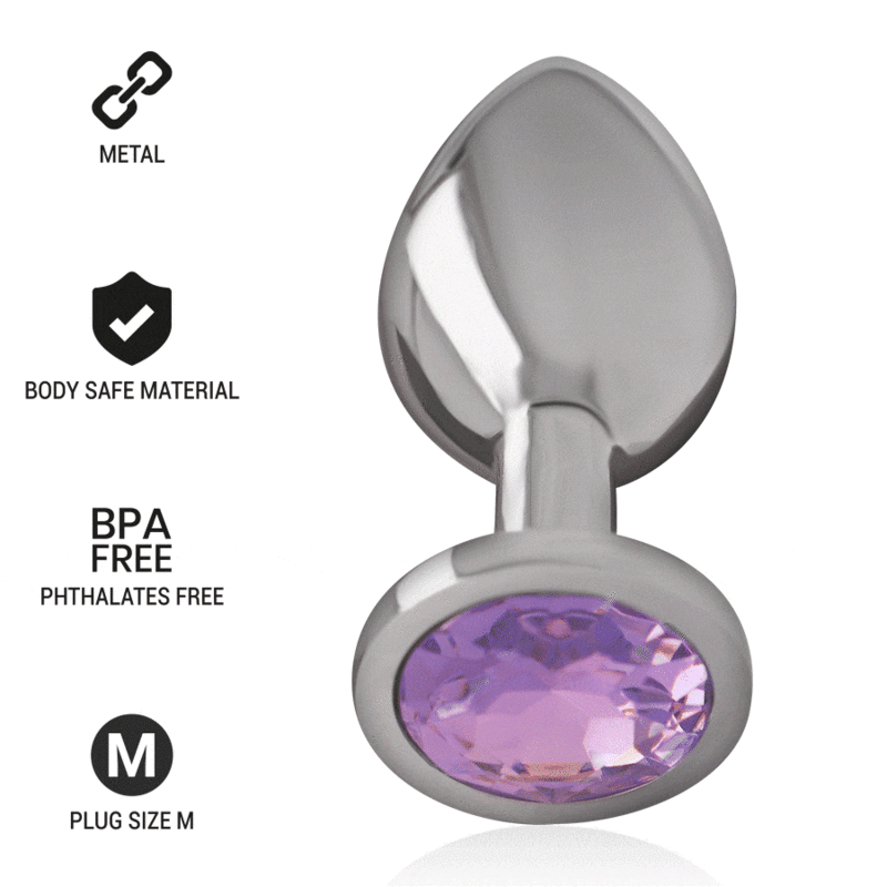 Plug Anal de Metal Aluminio con Cristal Violeta Talla M - INTENSE