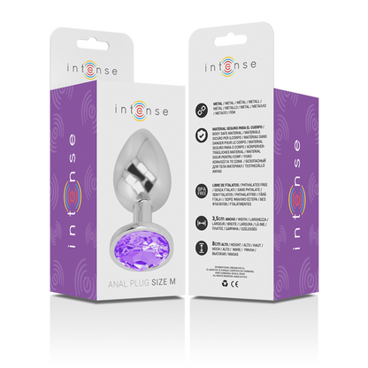 Plug Anal de Metal Aluminio con Cristal Violeta Talla M - INTENSE