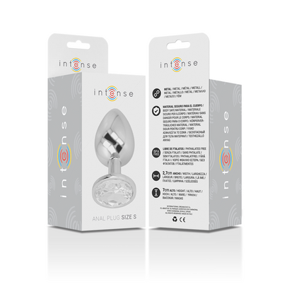 Plug Anal de Metal con Cristal Plateado - Talla S INTENSE