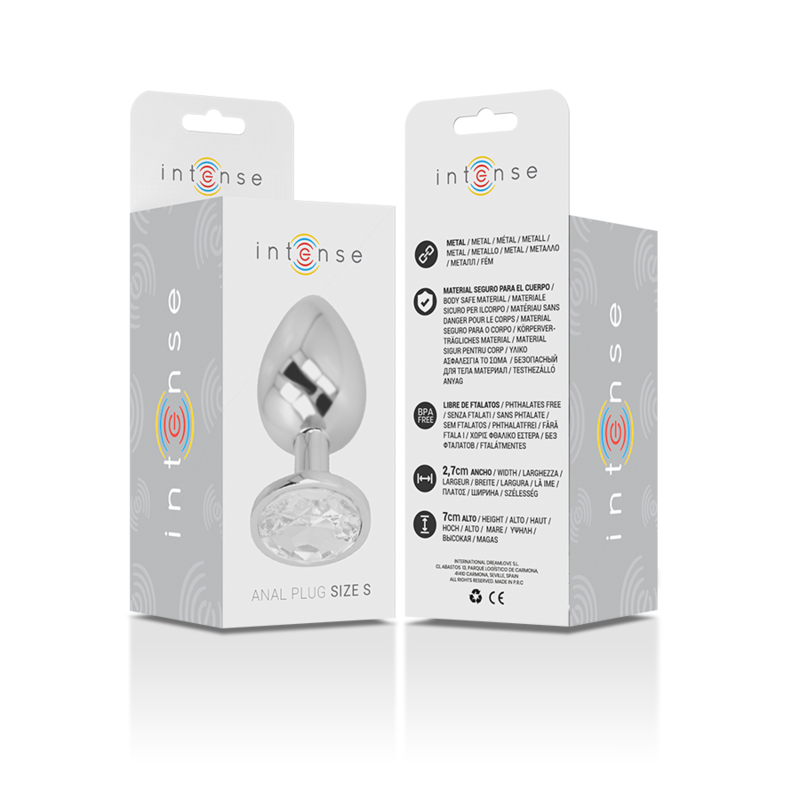 Plug Anal de Metal con Cristal Plateado - Talla S INTENSE