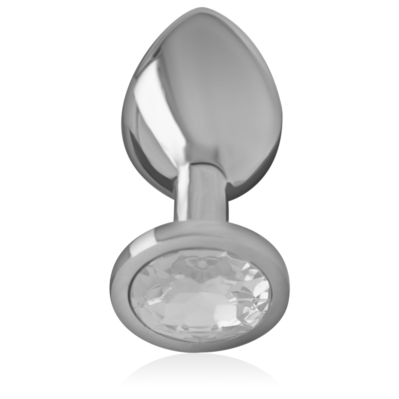 Plug Anal de Aluminio con Cristal Plateado Talla M - INTENSE
