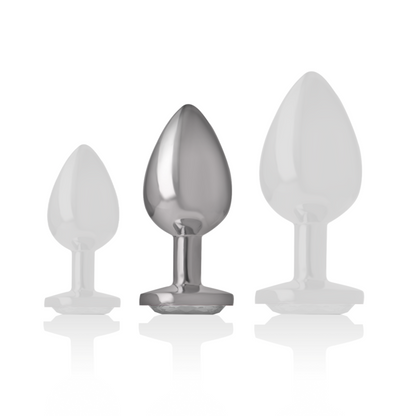 Plug Anal de Aluminio con Cristal Plateado Talla M - INTENSE