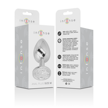 Plug Anal de Aluminio con Cristal Plateado Talla M - INTENSE