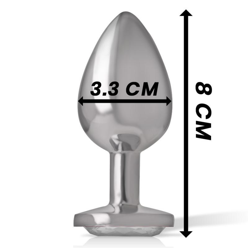 Plug Anal de Aluminio con Cristal Plateado Talla M - INTENSE