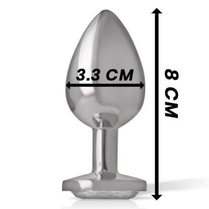 Plug Anal de Aluminio con Cristal Plateado Talla M - INTENSE