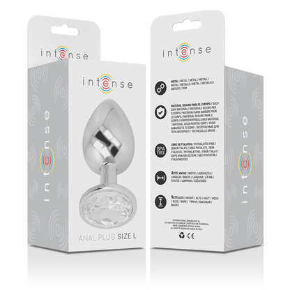 Plug Anal de Metal con Cristal Plata - Talla L - INTENSE