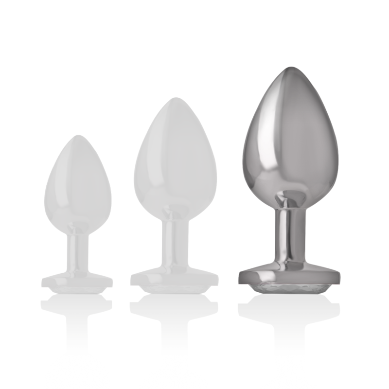 Plug Anal de Metal con Cristal Plata - Talla L - INTENSE