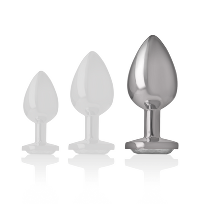 Plug Anal de Metal con Cristal Plata - Talla L - INTENSE