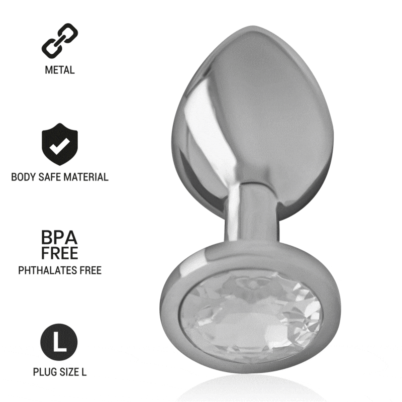 Plug Anal de Metal con Cristal Plata - Talla L - INTENSE
