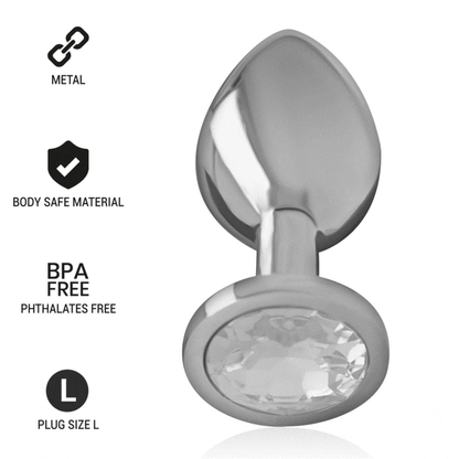 Plug Anal de Metal con Cristal Plata - Talla L - INTENSE