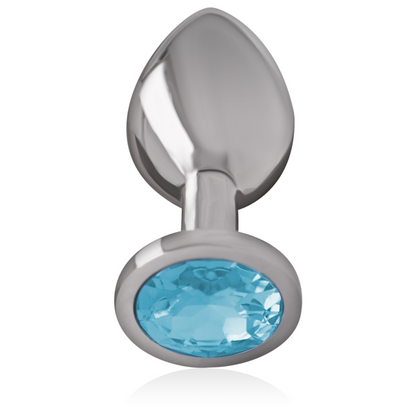 Plug Anal de Metal con Cristal Azul - Talla Mediana