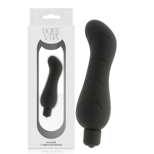 Vibrador de Punto G de Silicona Negra 'Dolce Vita' - Placer y Elegancia