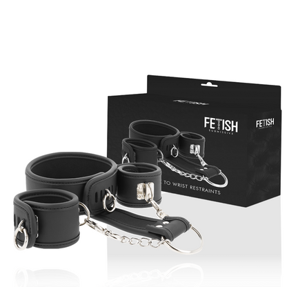 Collar y Esposas de Cuero Vegano con Forro de Nopreno - FETISH SUBMISSIVE