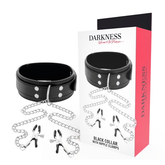 Collar con Pinzas para Pezones Color Negro - Darkness Sensualidad y Estilo