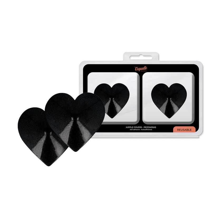 Cubrepezones Corazones Negros Coquette Chic Desire - Sensualidad y Estilo