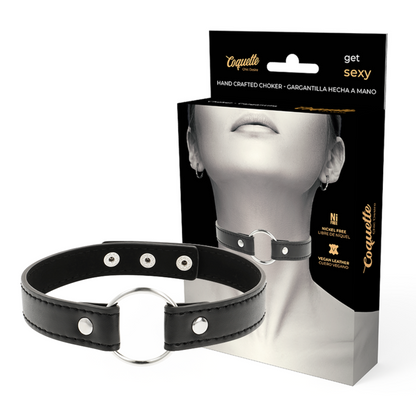 Collar Fetiche Ajustable de Cuero Vegano Coquette Chic Desire - Elegancia y Confort para la Mujer Moderna