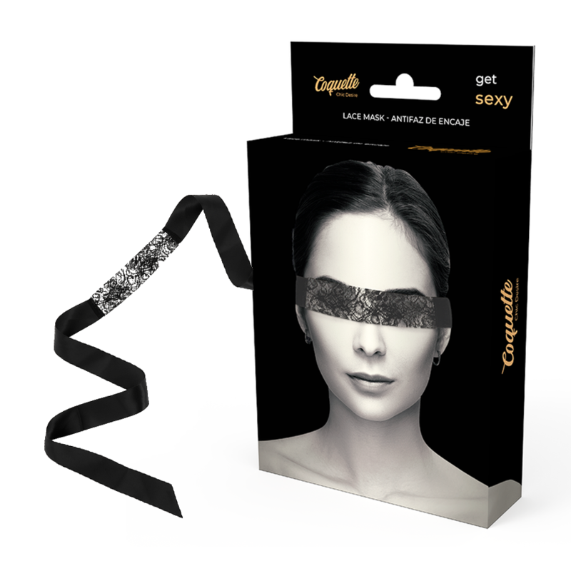 Antifaz de Encaje Negro con Cinta - Coquette Chic Desire