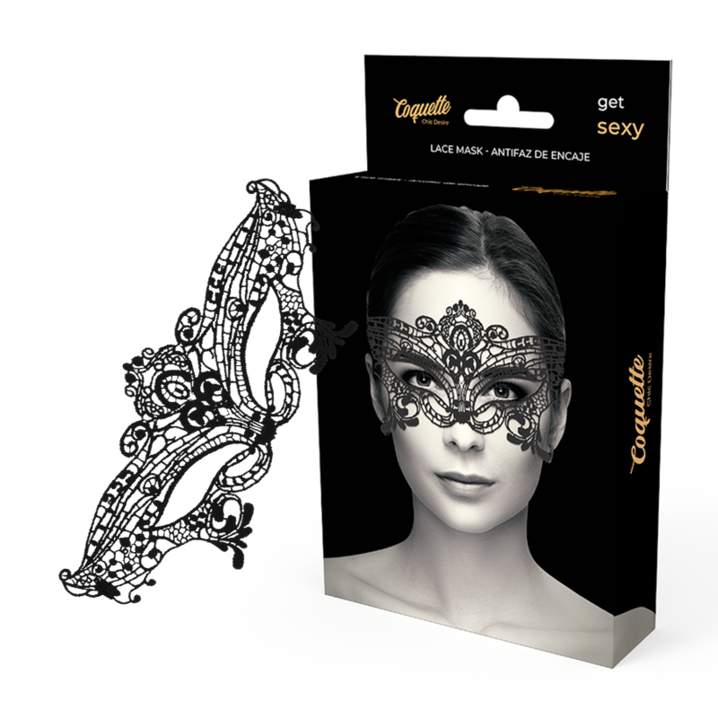 Antifaz de Encaje Negro Ancho Coquette Chic Desire para Fiesta o Seducción