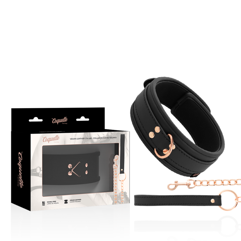 Collar de Cuero Vegano con Correa y Forro de Neopreno - Coquette Chic Desire