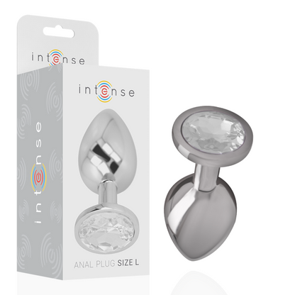 Plug Anal de Metal con Cristal Plata - Talla L - INTENSE