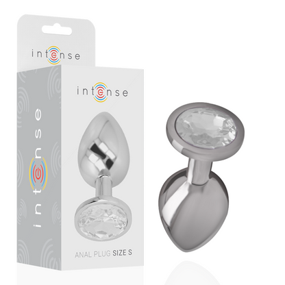 Plug Anal de Metal con Cristal Plateado - Talla S INTENSE