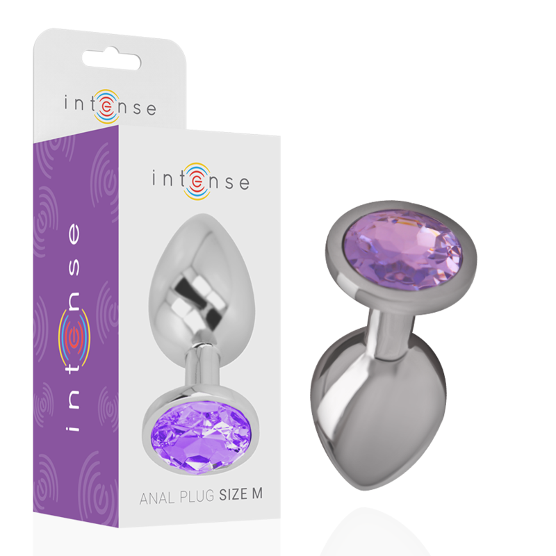 Plug Anal de Metal Aluminio con Cristal Violeta Talla M - INTENSE