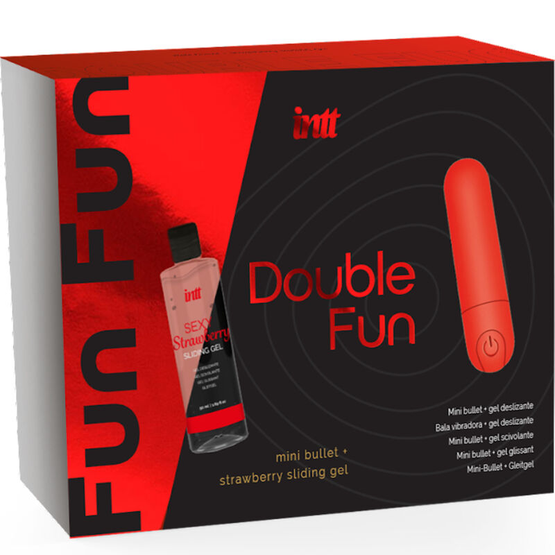 Kit Erótico Double Fun INTT: Balita Vibradora USB y Lubricante de Fresa para Placer Individual o en Pareja