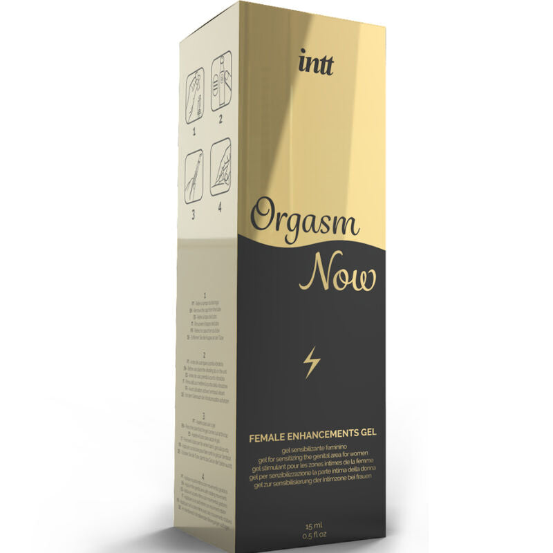 Gel Estimulante Orgasm Now de INTT con Aplicador Vibrador para Clítoris y Vulva - Sensaciones de Calor y Cosquilleo en Envase Elegante de 15 ml
