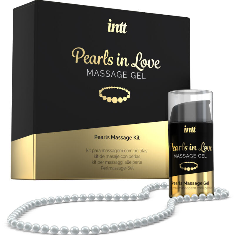 Kit de Masaje Pearls In Love de INTT: Gel de Silicona y Collar de Perlas para Experiencias Elegantes y Sofisticadas