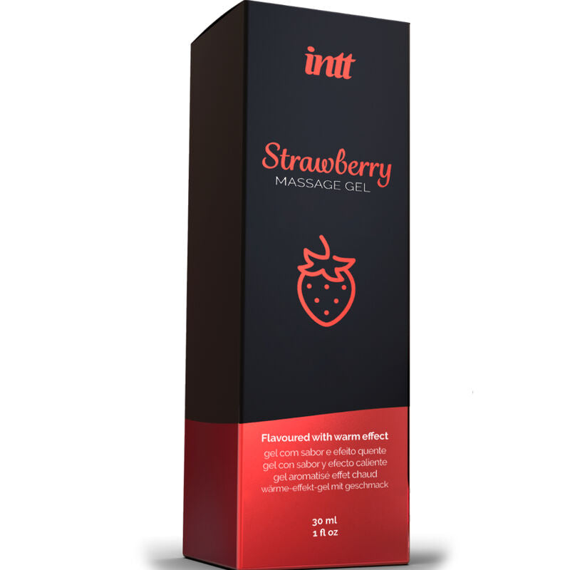 Gel de Masaje Besable con Sabor a Fresa y Efecto Calor - INTT Massage Gel Strawberry (30 ml)