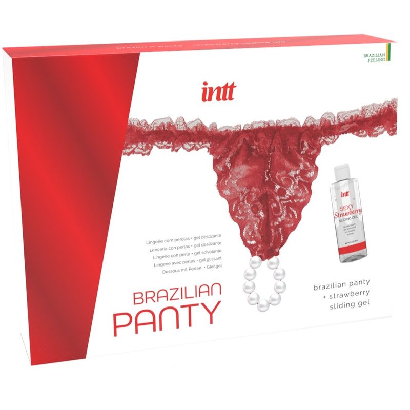 Lencería sexy con perlas y lubricante de fresa - Pack sofisticado y ajustable S-XL