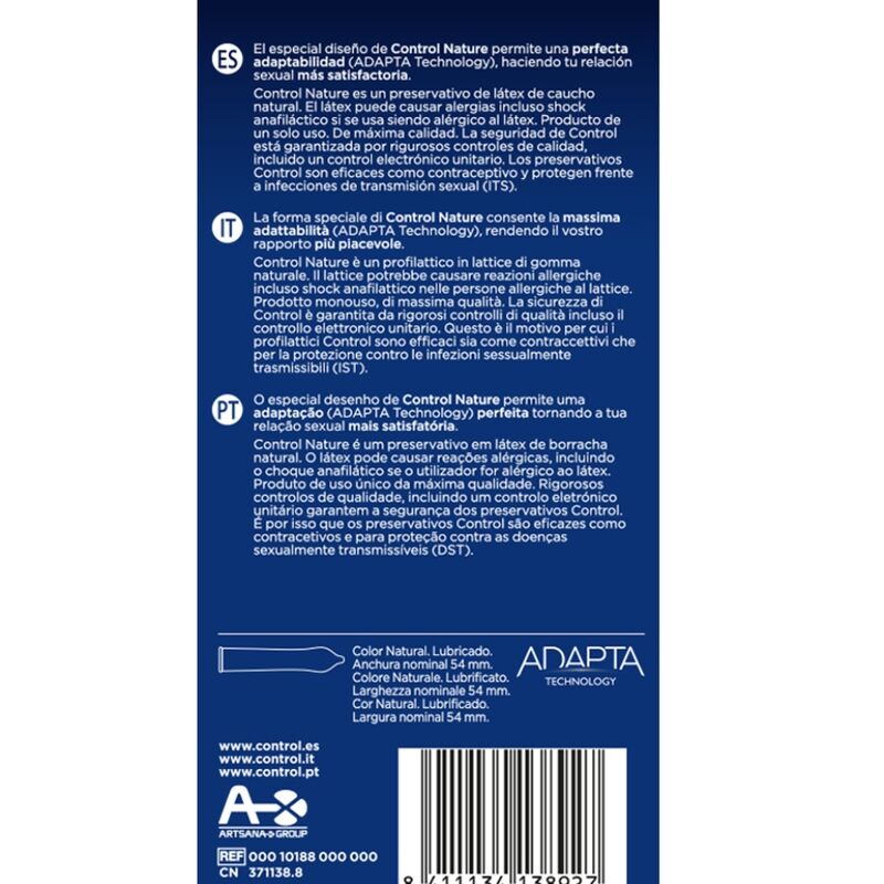 Preservativos Naturales Adapta Nature - Pack de 6 Unidades Control